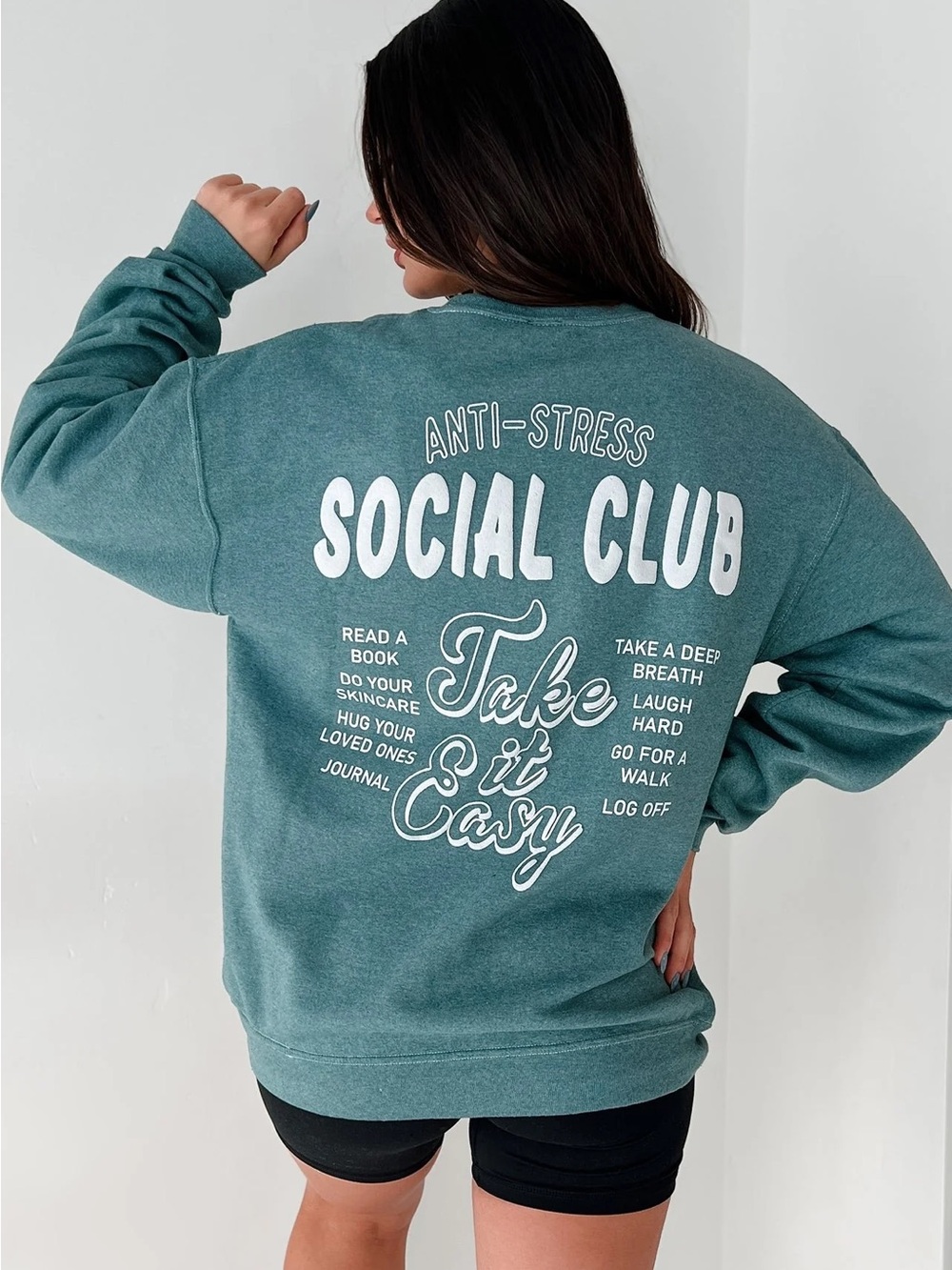 Sweet Claire Teal 'Social Club' Graphic Sweatshirt